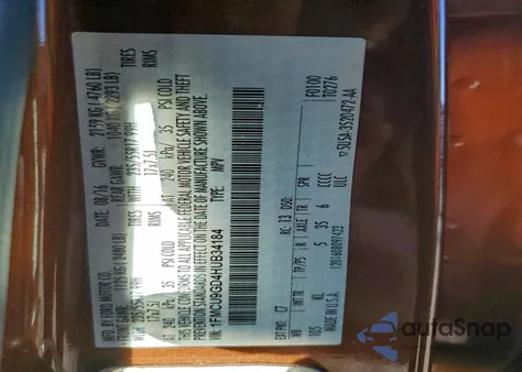 2017 Ford Escape Se из США, поврежденный, VIN 1FMCU9GD4HUB34184